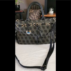 Dooney & Bourke Gray & Black Logo Canvas Bag
